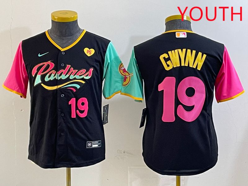Youth San Diego Padres #19 Gwynn Black City Edition Game 2025 Nike MLB Jersey style 15->youth mlb jersey->Youth Jersey
